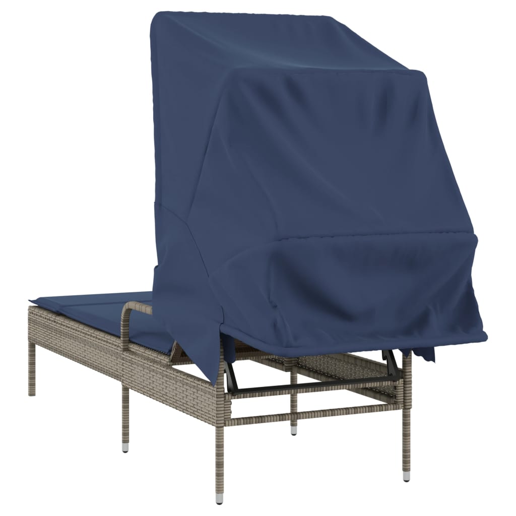 Sun Lounger With Canopy Poly Rattan