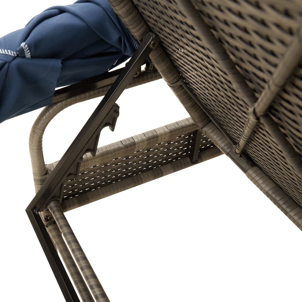 Sun Lounger With Canopy Poly Rattan