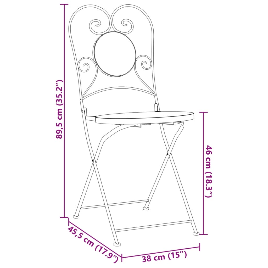 Bistro Chairs Foldable 2 Pcs Ceramic