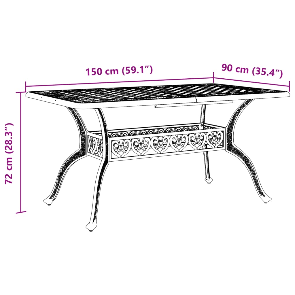 Patio Table 59.1&quot;X35.4&quot;X28.3&quot; Cast Aluminum