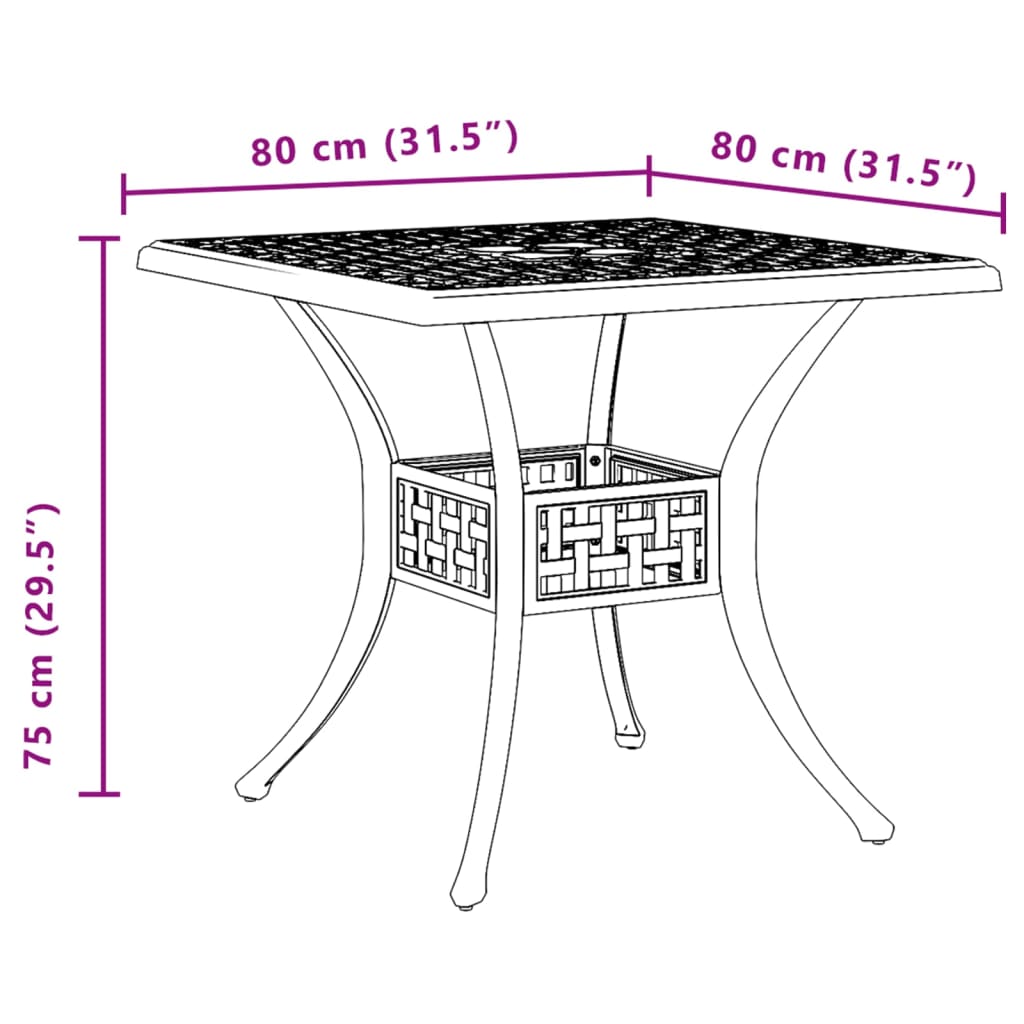 Patio Table 31.5&quot;X31.5&quot;X29.5&quot; Cast Aluminum