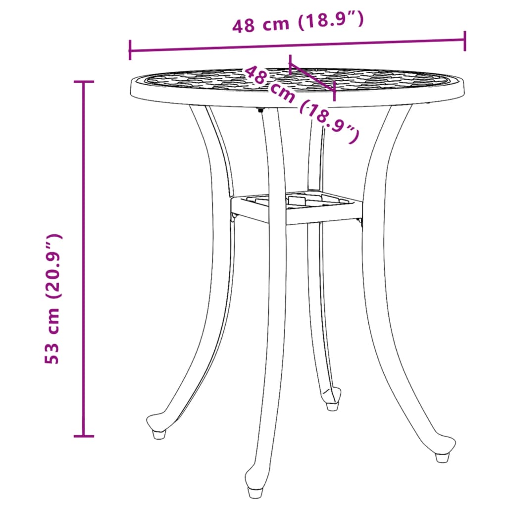 Patio Table Ø18.9&quot;X20.9&quot; Cast Aluminum