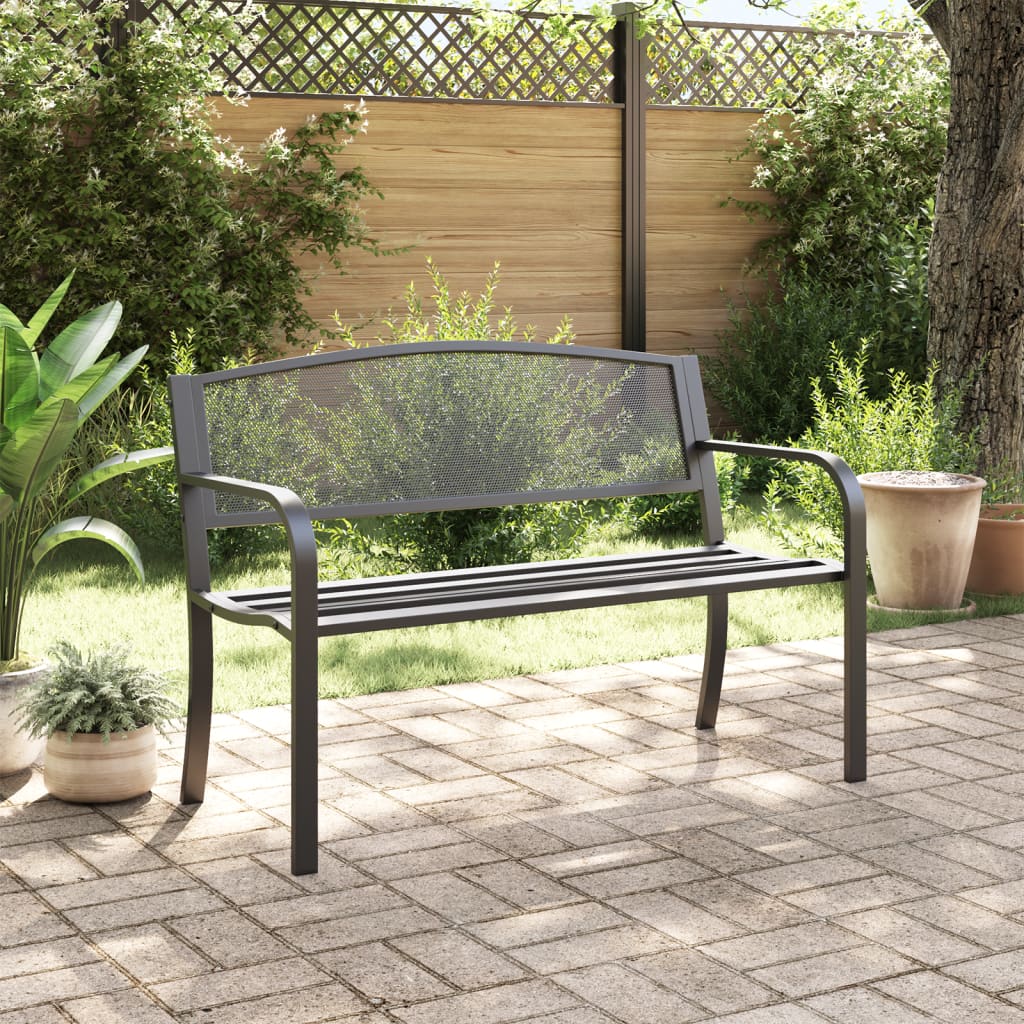 Patio Bench 46.9&quot; Black Steel