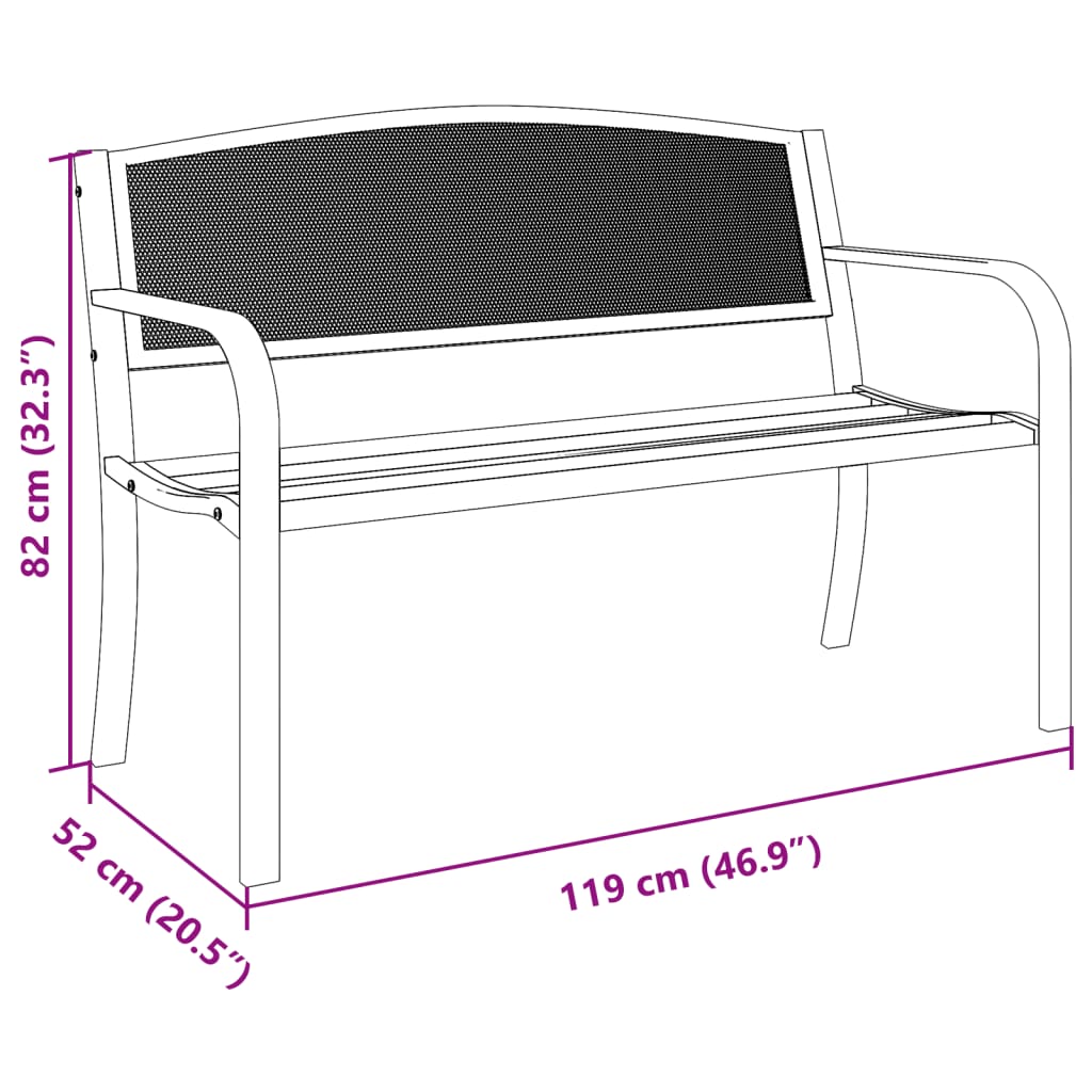 Patio Bench 46.9&quot; Black Steel