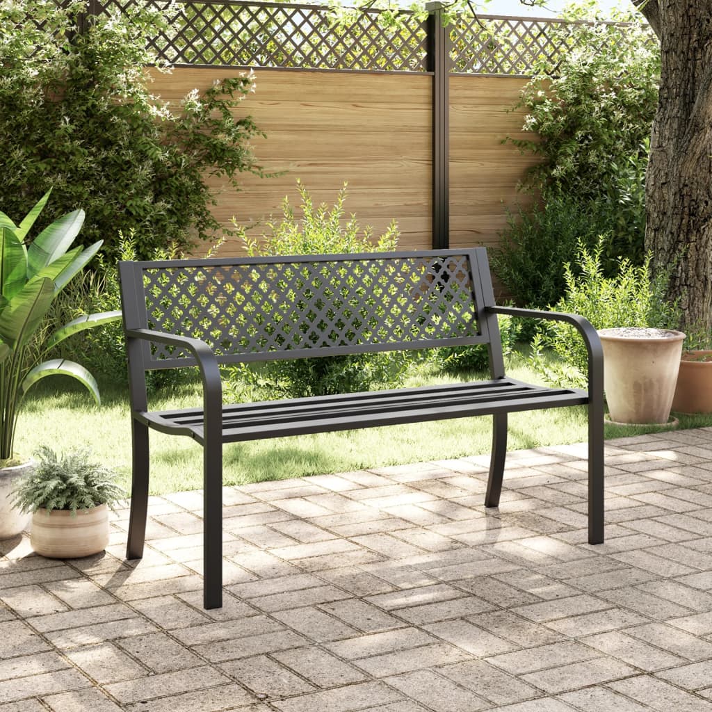 Patio Bench 46.9&quot; Black Steel