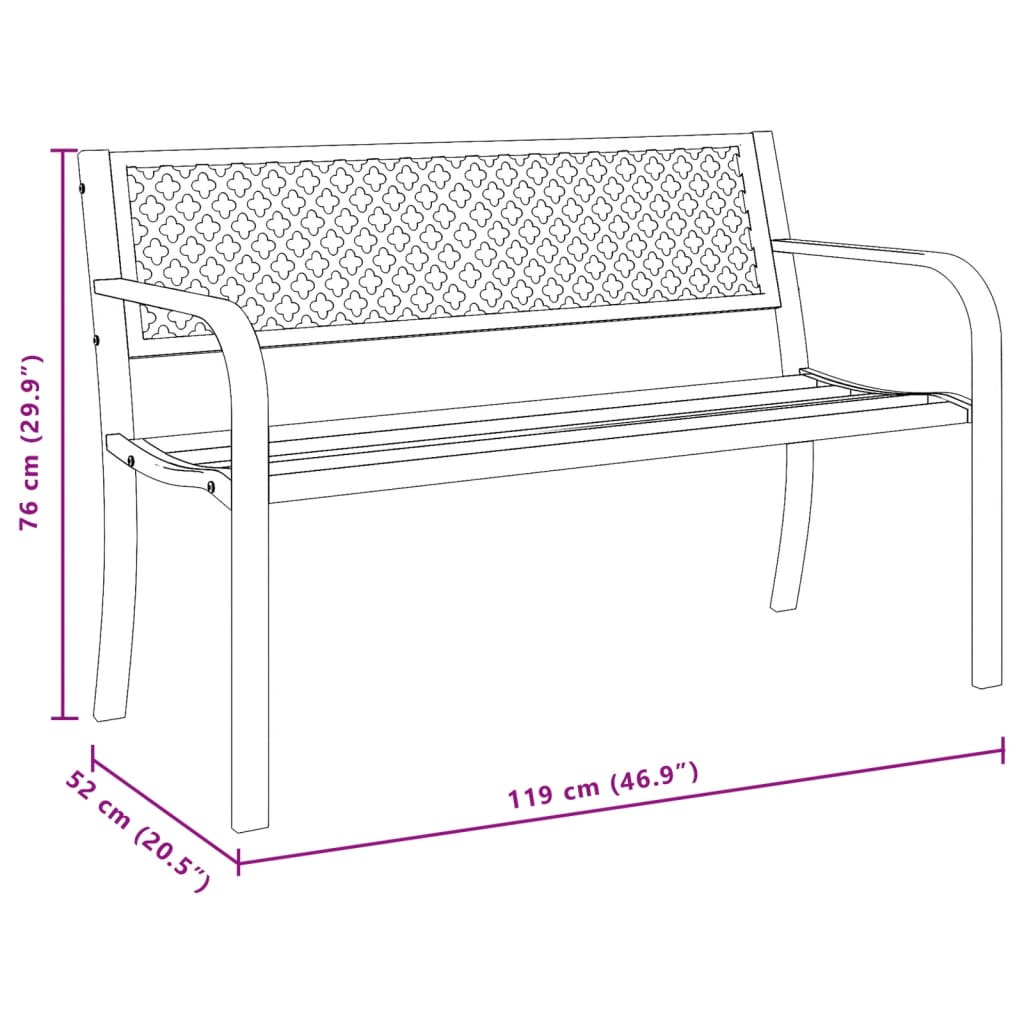 Patio Bench 46.9&quot; Black Steel