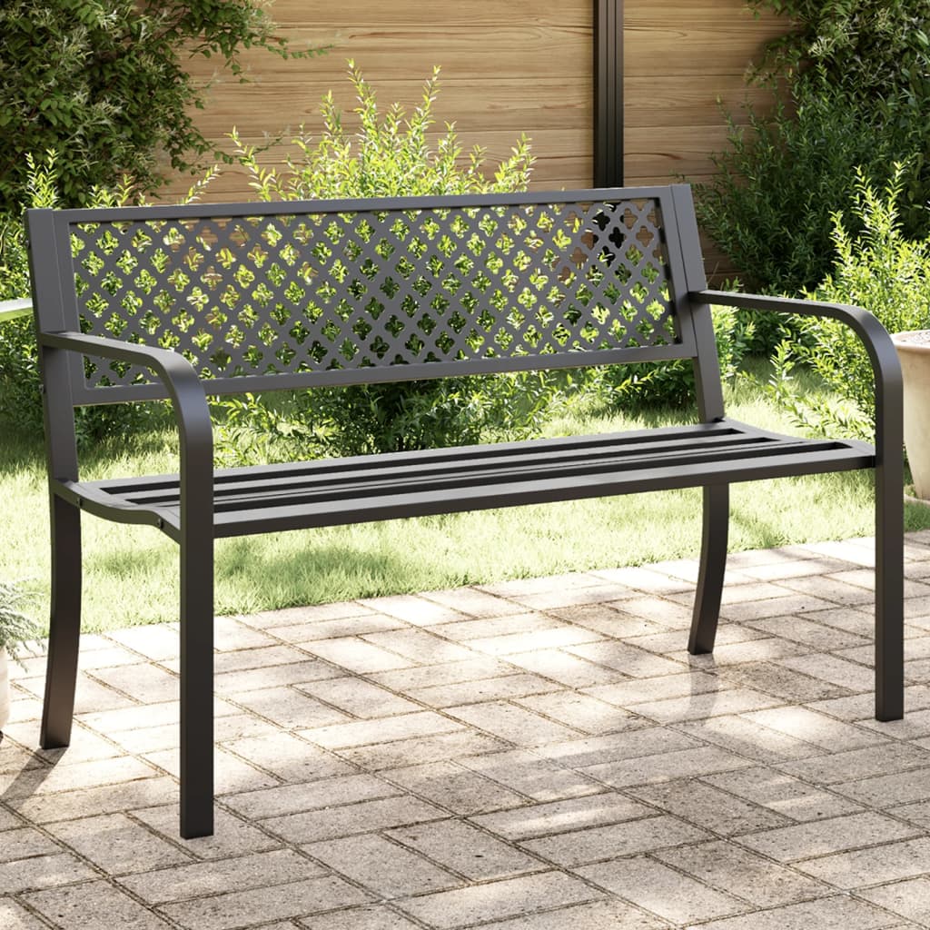 Patio Bench 46.9&quot; Black Steel