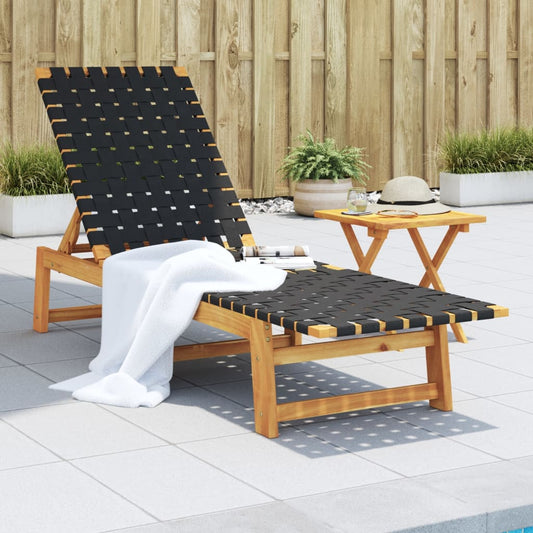 Sun Lounger Solid Wood Acacia And Fabric