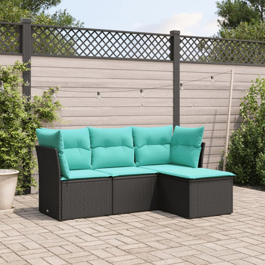 4 Piece Patio Sofa Set With Cushions Poly Rattan