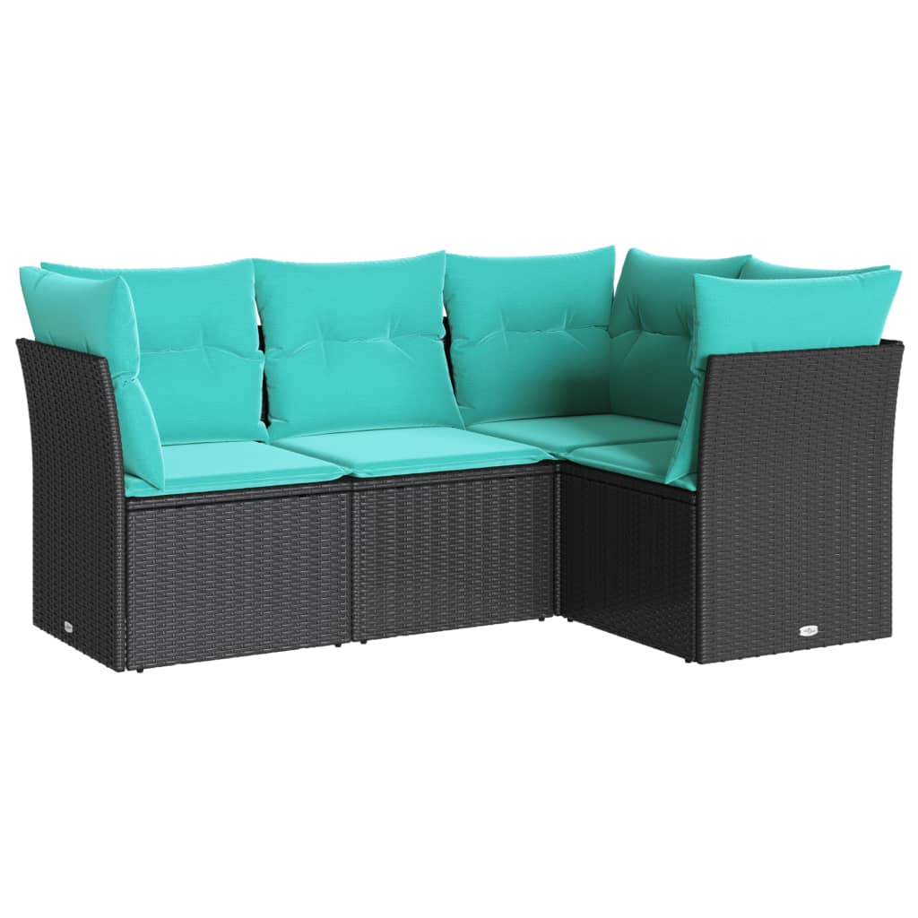 4 Piece Patio Sofa Set With Cushions Poly Rattan