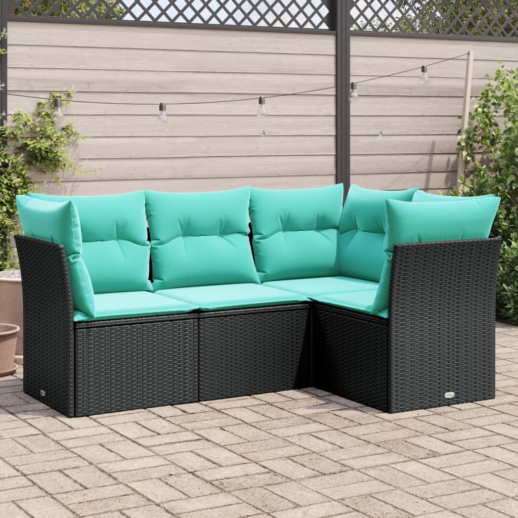 4 Piece Patio Sofa Set With Cushions Poly Rattan