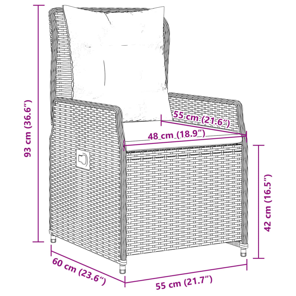 Reclining Patio Chairs 2 Pcs Poly Rattan