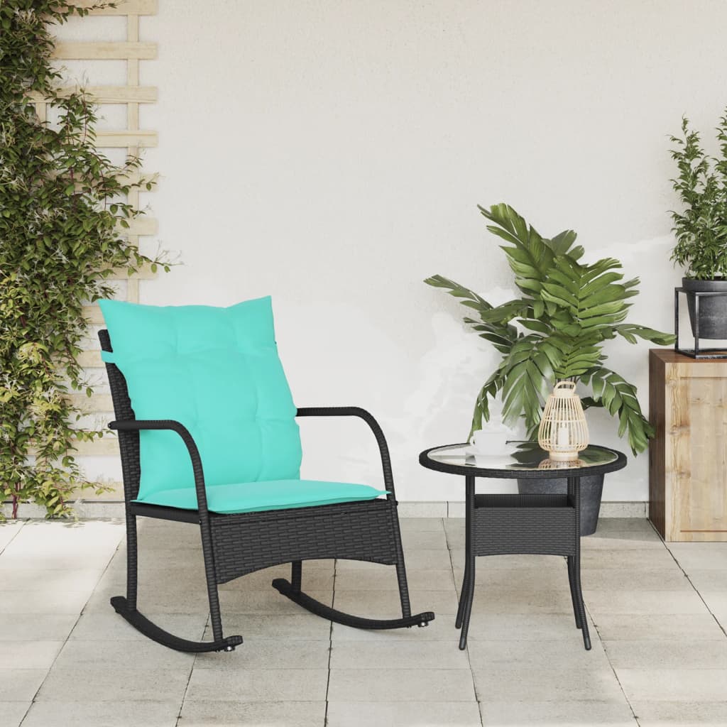 Patio Rocking Chair With Cushions Poly Rattan