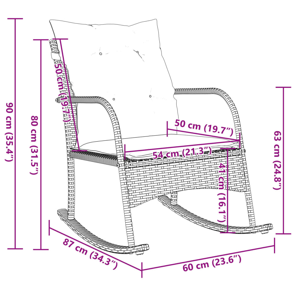 Patio Rocking Chair With Cushions Poly Rattan