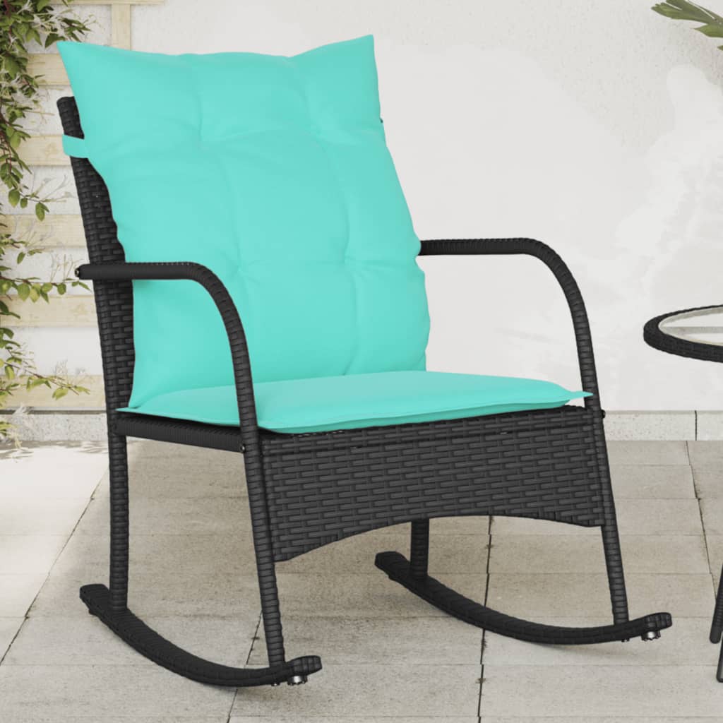 Patio Rocking Chair With Cushions Poly Rattan