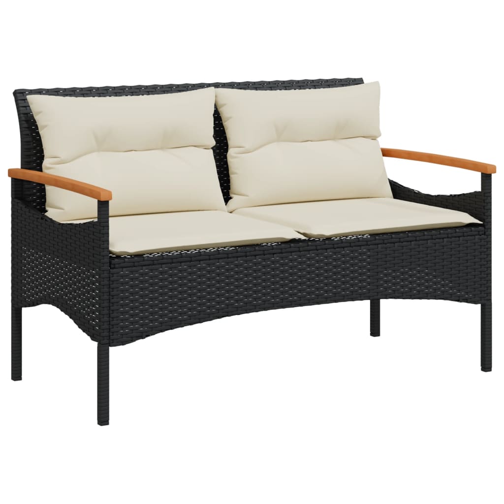 Patio Bench With Cushions 45.7&quot;X24.6&quot;X29.1&quot; Poly Rattan