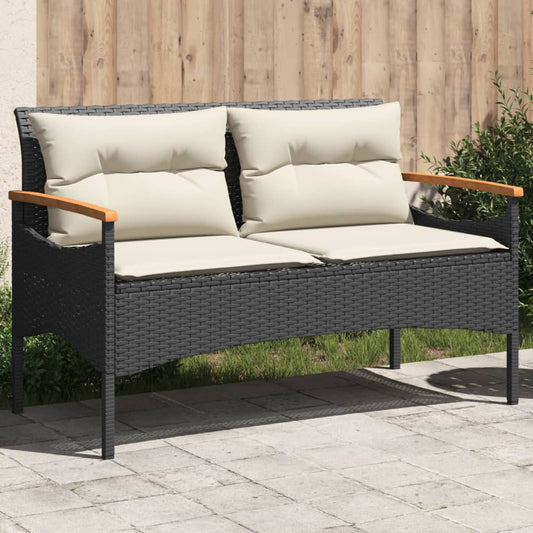 Patio Bench With Cushions 45.7&quot;X24.6&quot;X29.1&quot; Poly Rattan