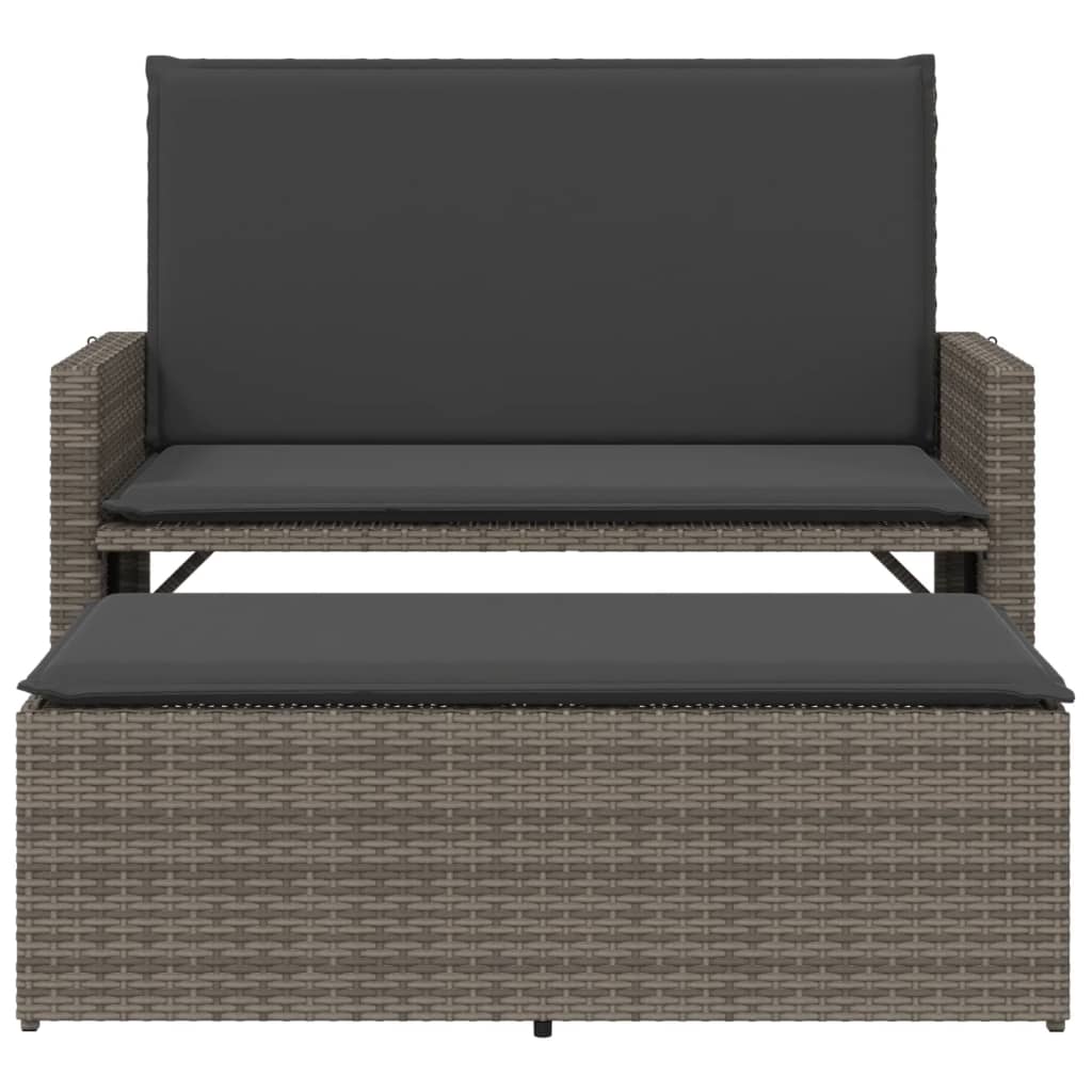 Patio Bench With Cushions And Footstool Poly Rattan