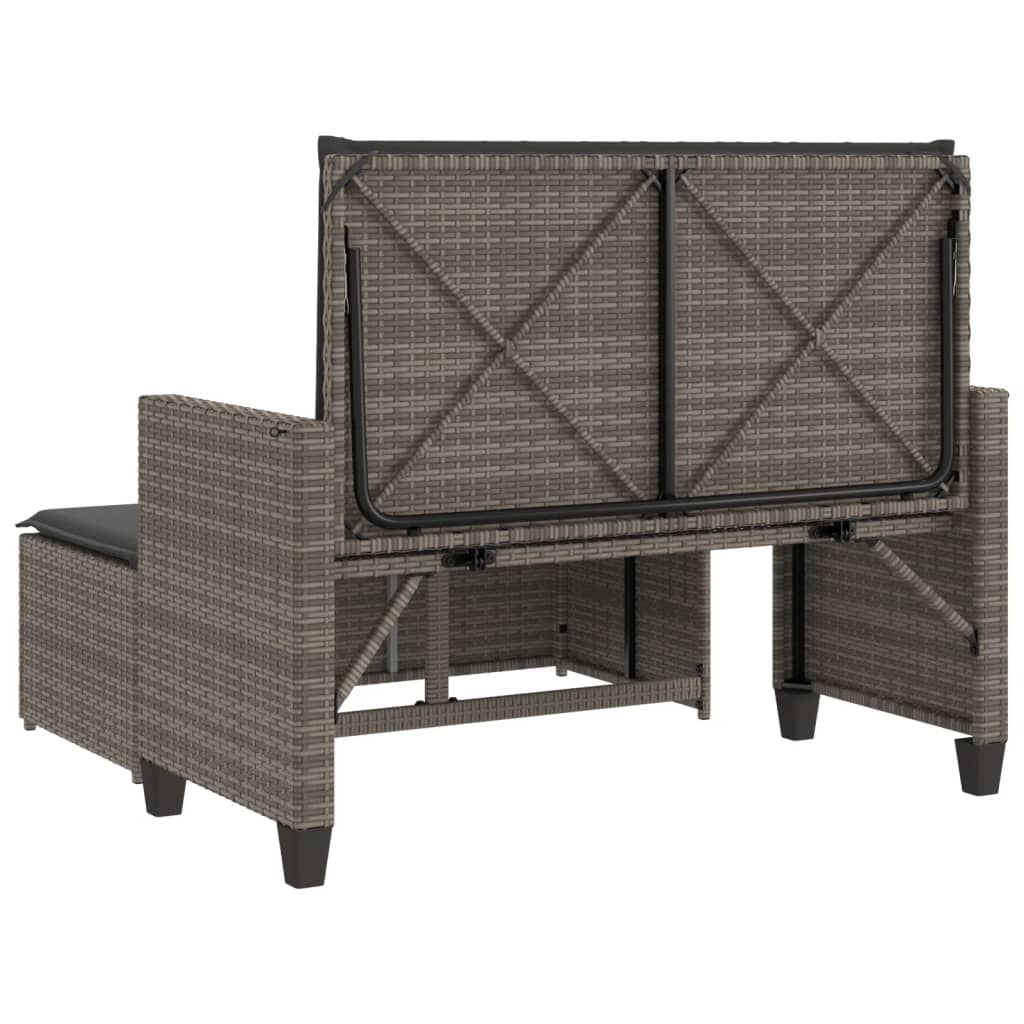 Patio Bench With Cushions And Footstool Poly Rattan