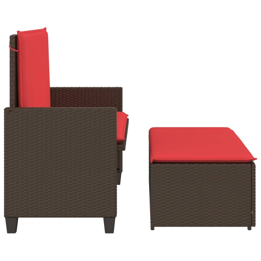 Patio Bench With Cushions And Footstool Poly Rattan