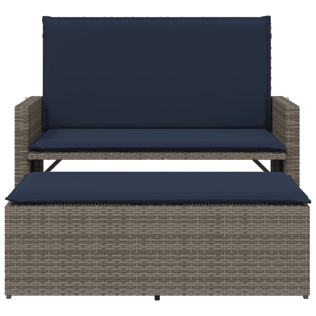 Patio Bench With Cushions And Footstool Poly Rattan