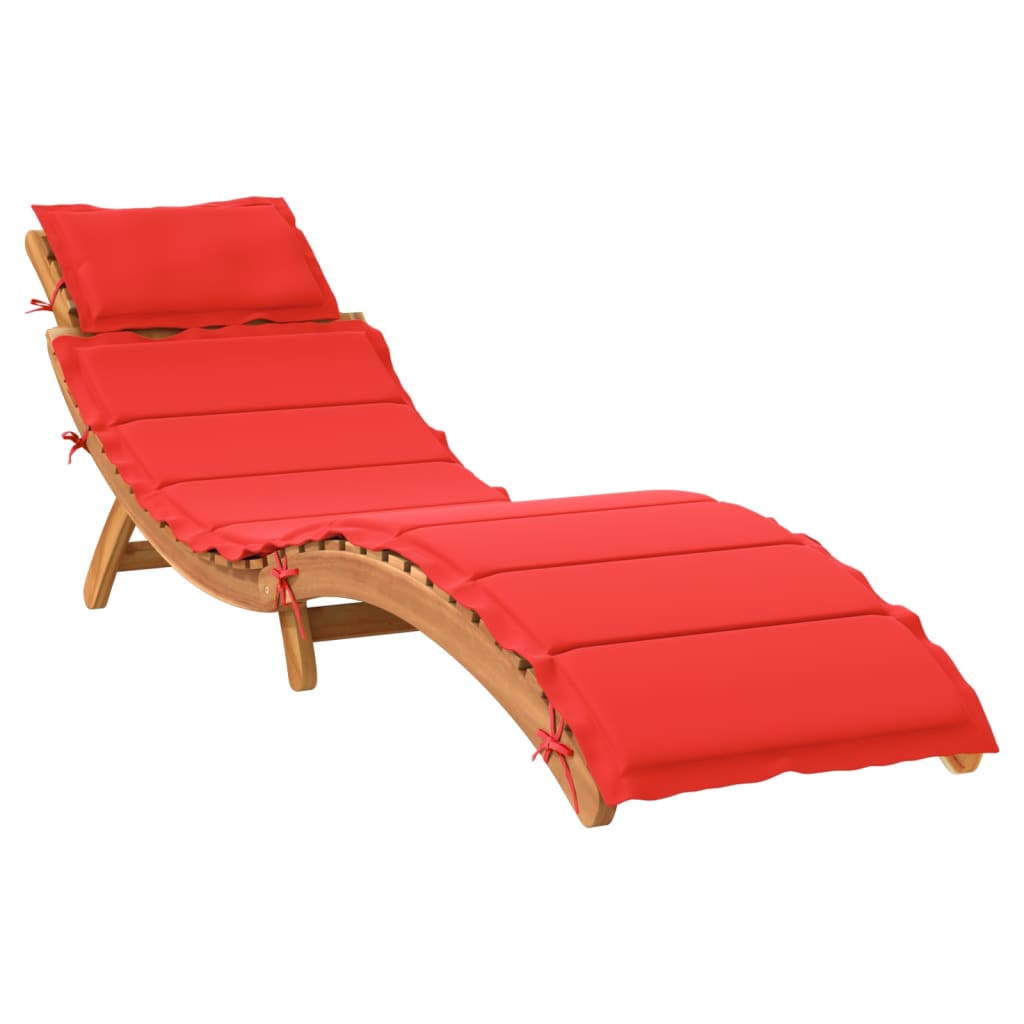 Sun Loungers With Cushions 2 Pcs Red Solid Wood Acacia