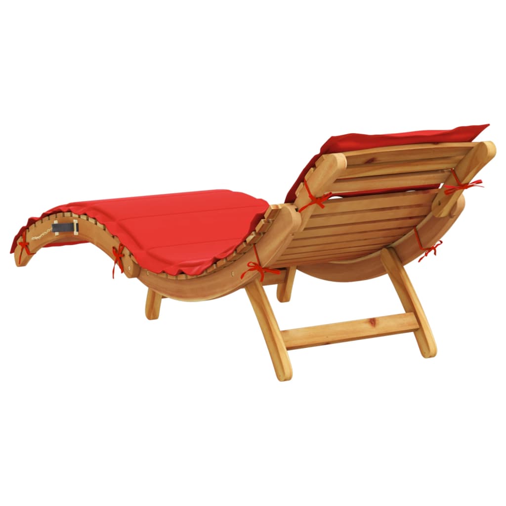 Sun Loungers With Cushions 2 Pcs Red Solid Wood Acacia