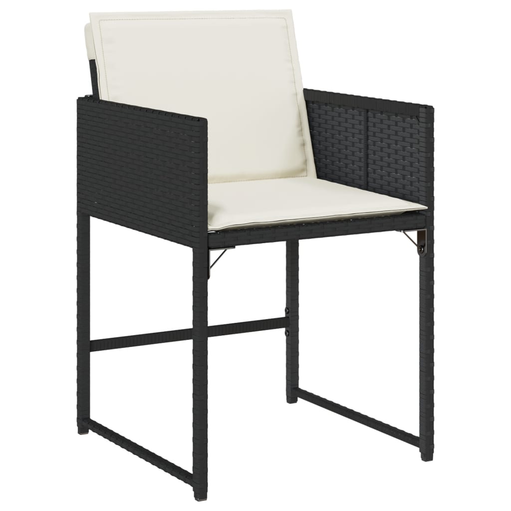 5 Piece Patio Dining Set With Cushions Black Poly Rattan