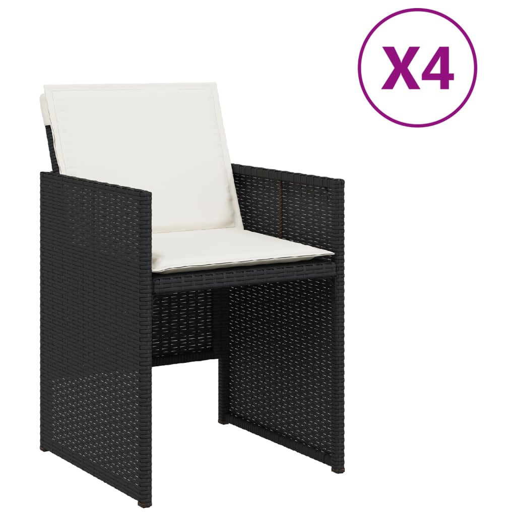 Patio Chairs With Cushions 4 Pcs Black Poly Rattan