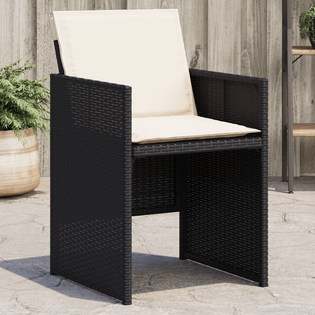 Patio Chairs With Cushions 4 Pcs Black Poly Rattan