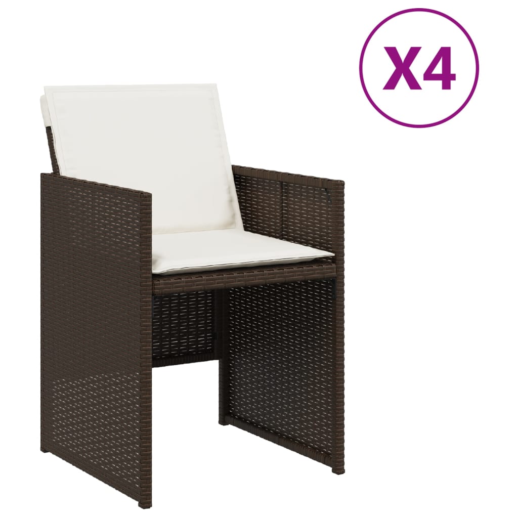 Patio Chairs With Cushions 4 Pcs Brown Poly Rattan