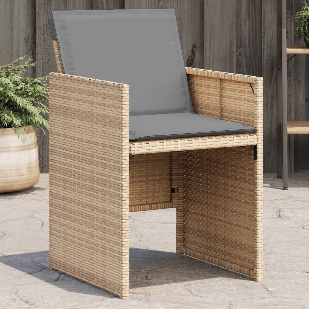 Patio Chairs With Cushions 4 Pcs Mix Beige Poly Rattan