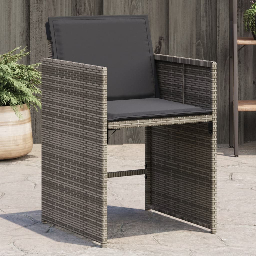 Patio Chairs With Cushions 4 Pcs Gray Poly Rattan