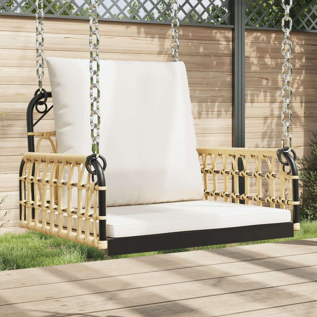 Swing Bench With Cushions Poly Rattan And Steel