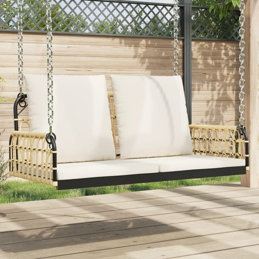 Swing Bench With Cushions Poly Rattan And Steel