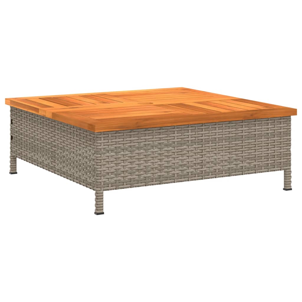 Patio Table 27.6&quot;X27.6&quot;X9.8&quot; Rattan And Acacia Wood