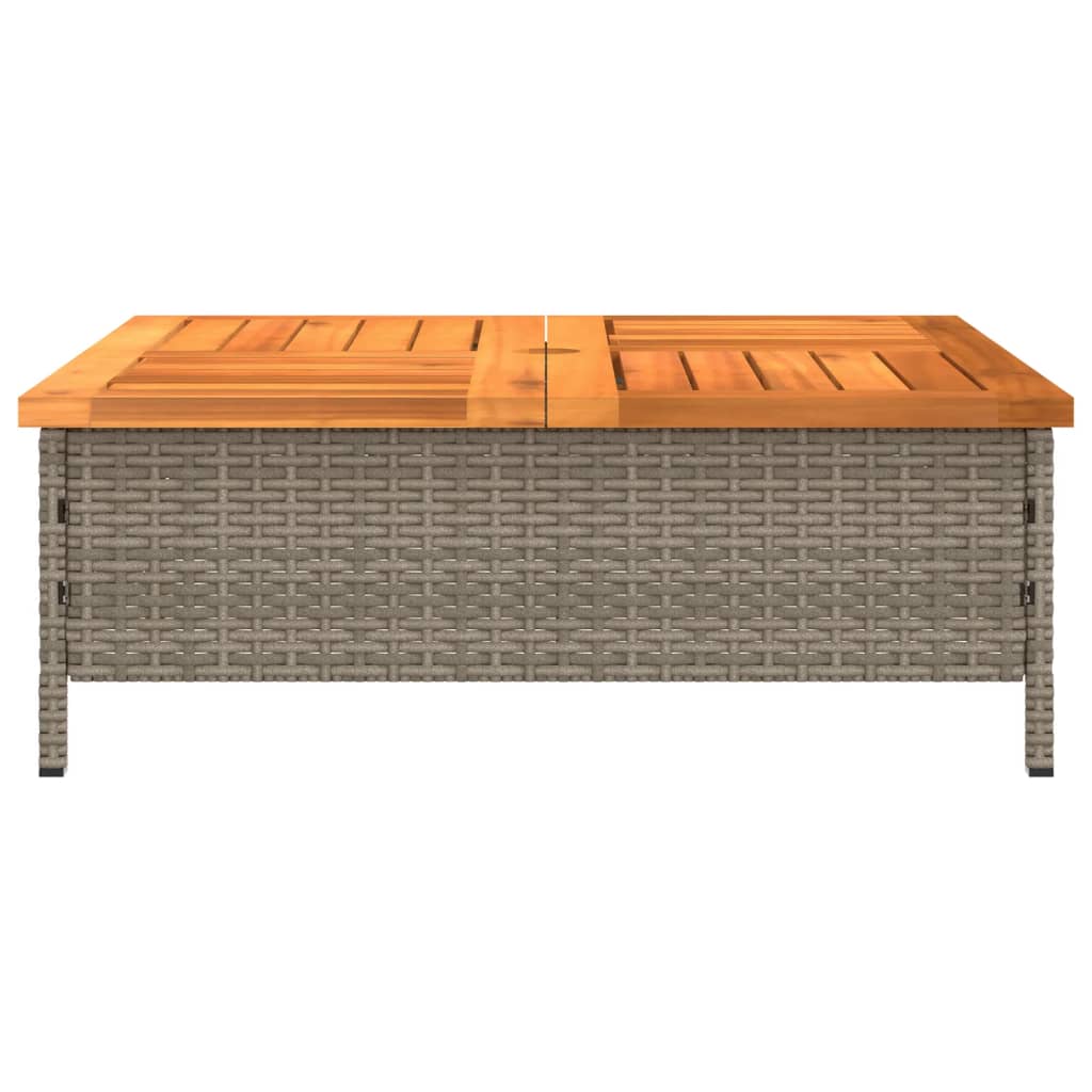 Patio Table 27.6&quot;X27.6&quot;X9.8&quot; Rattan And Acacia Wood