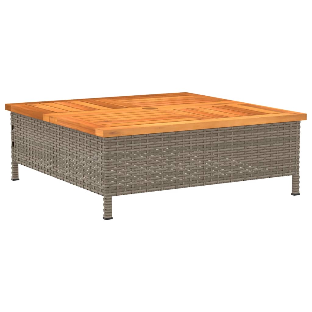 Patio Table 27.6&quot;X27.6&quot;X9.8&quot; Rattan And Acacia Wood