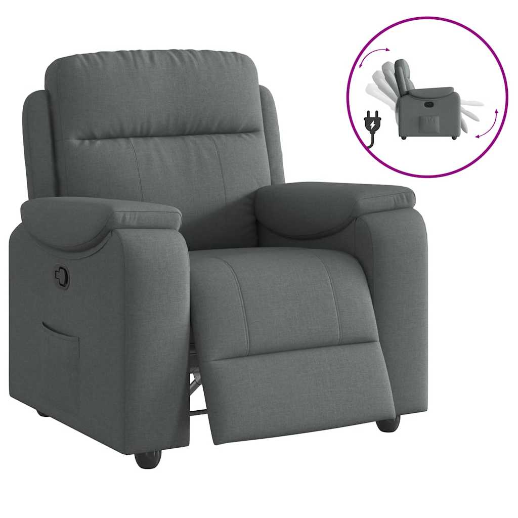 Massage Recliner Chair Dark Gray Fabric