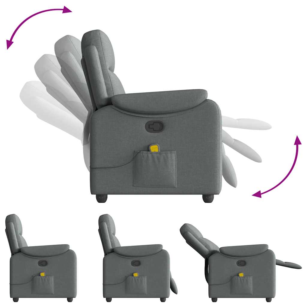 Massage Recliner Chair Dark Gray Fabric