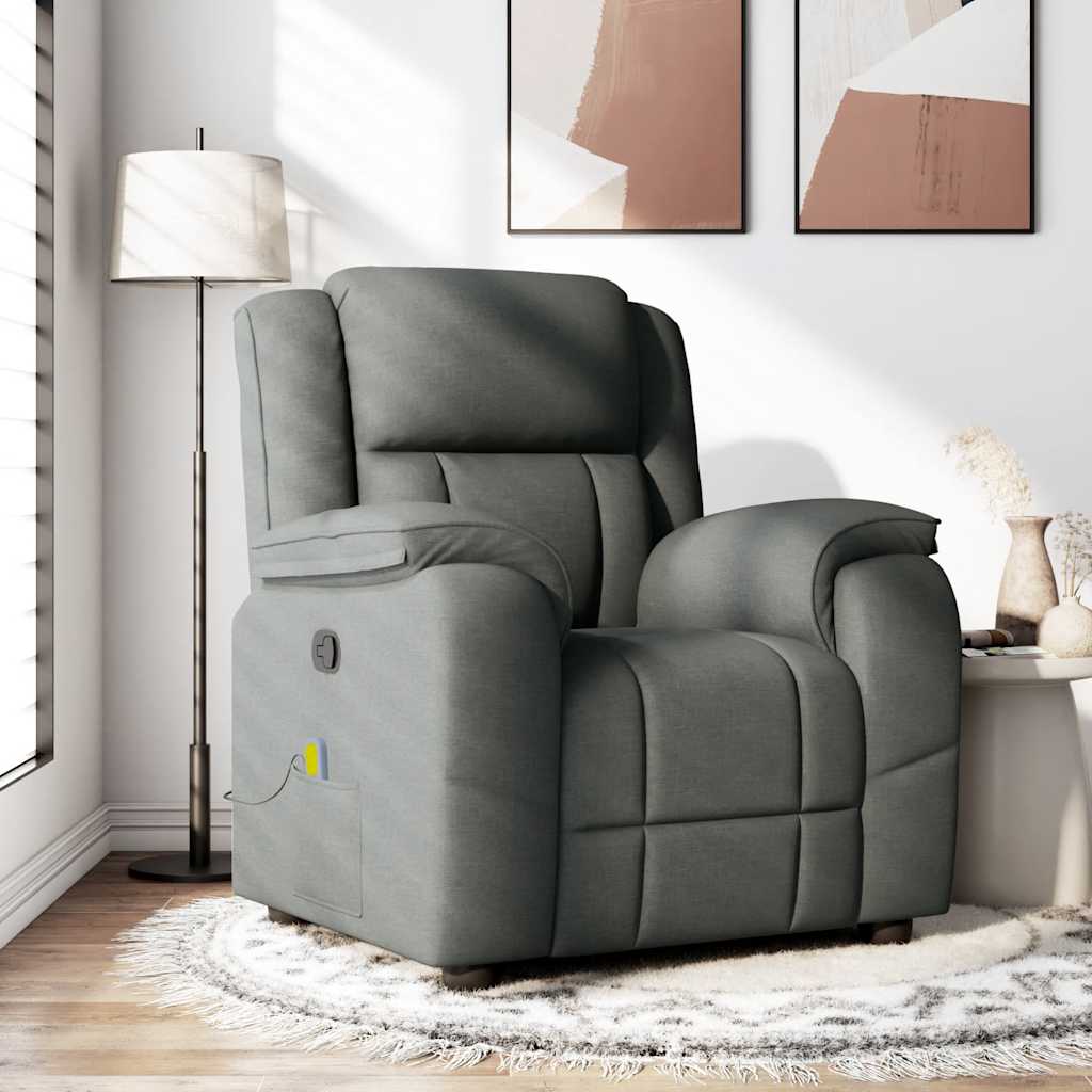 Massage Recliner Chair Dark Gray Fabric