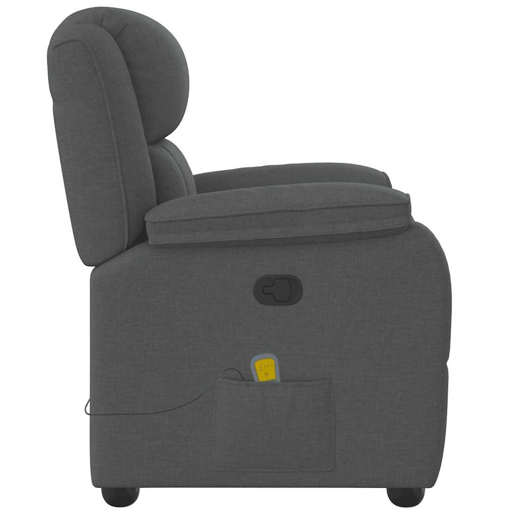 Massage Recliner Chair Dark Gray Fabric