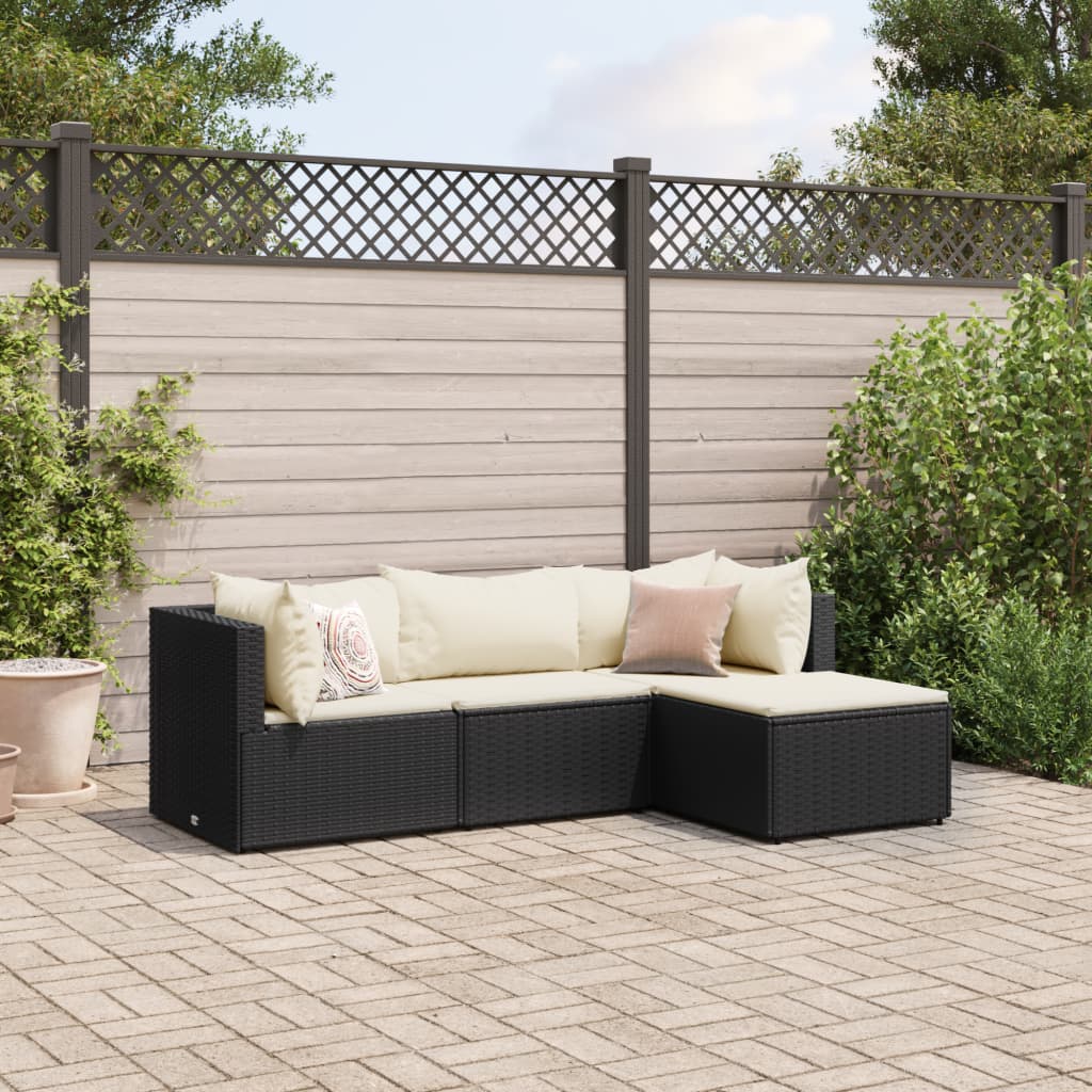 4 Piece Patio Lounge Set With Cushions Poly Rattan