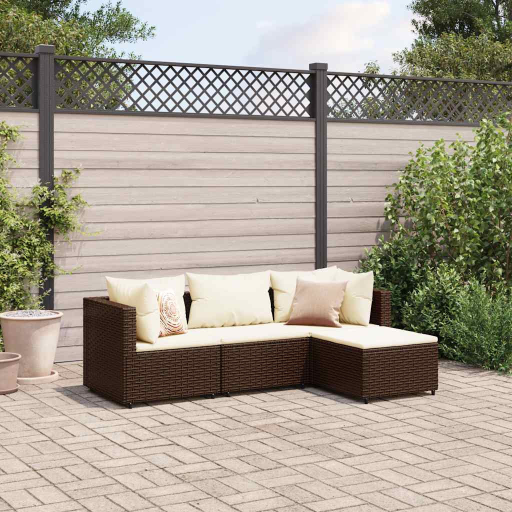 4 Piece Patio Lounge Set With Cushions Poly Rattan