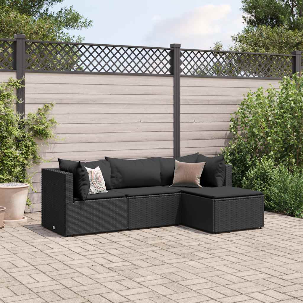 4 Piece Patio Lounge Set With Cushions Poly Rattan