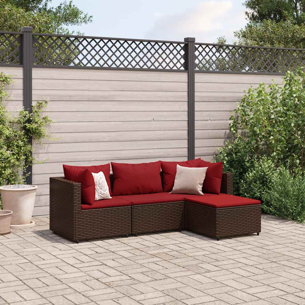 4 Piece Patio Lounge Set With Cushions Poly Rattan