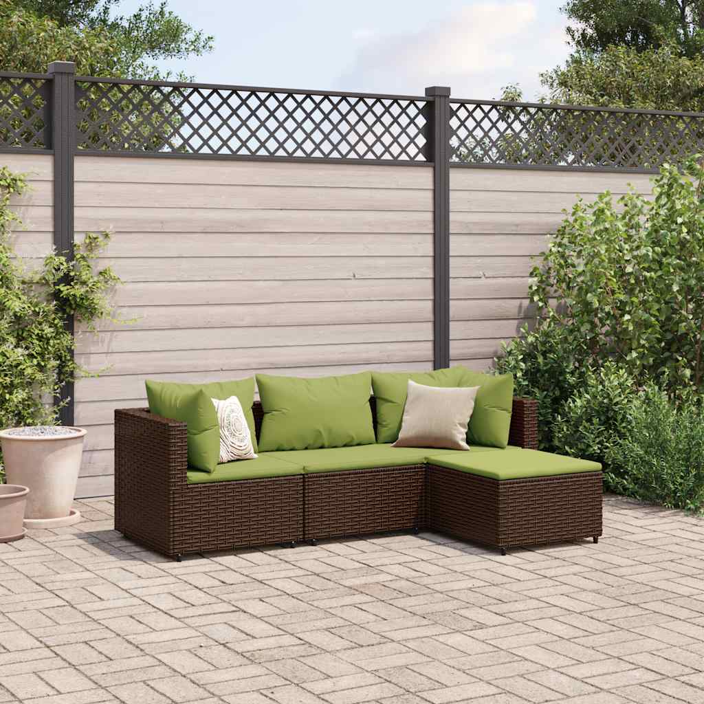 4 Piece Patio Lounge Set With Cushions Poly Rattan