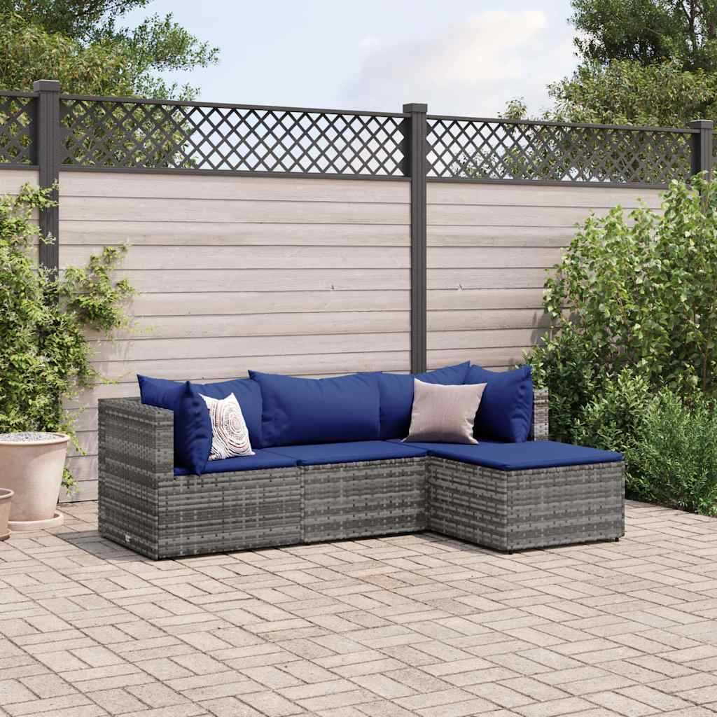 4 Piece Patio Lounge Set With Cushions Poly Rattan