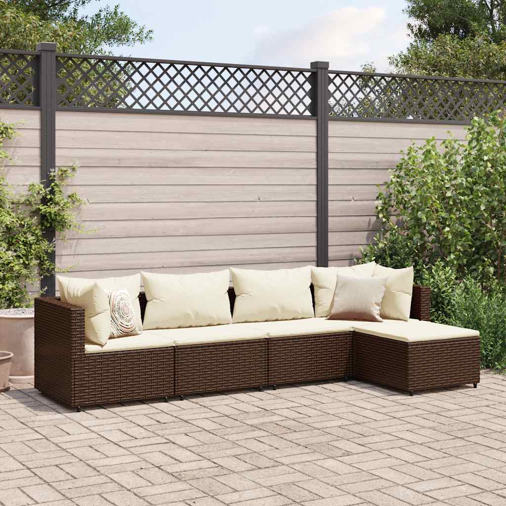 4 Piece Patio Lounge Set With Cushions Poly Rattan