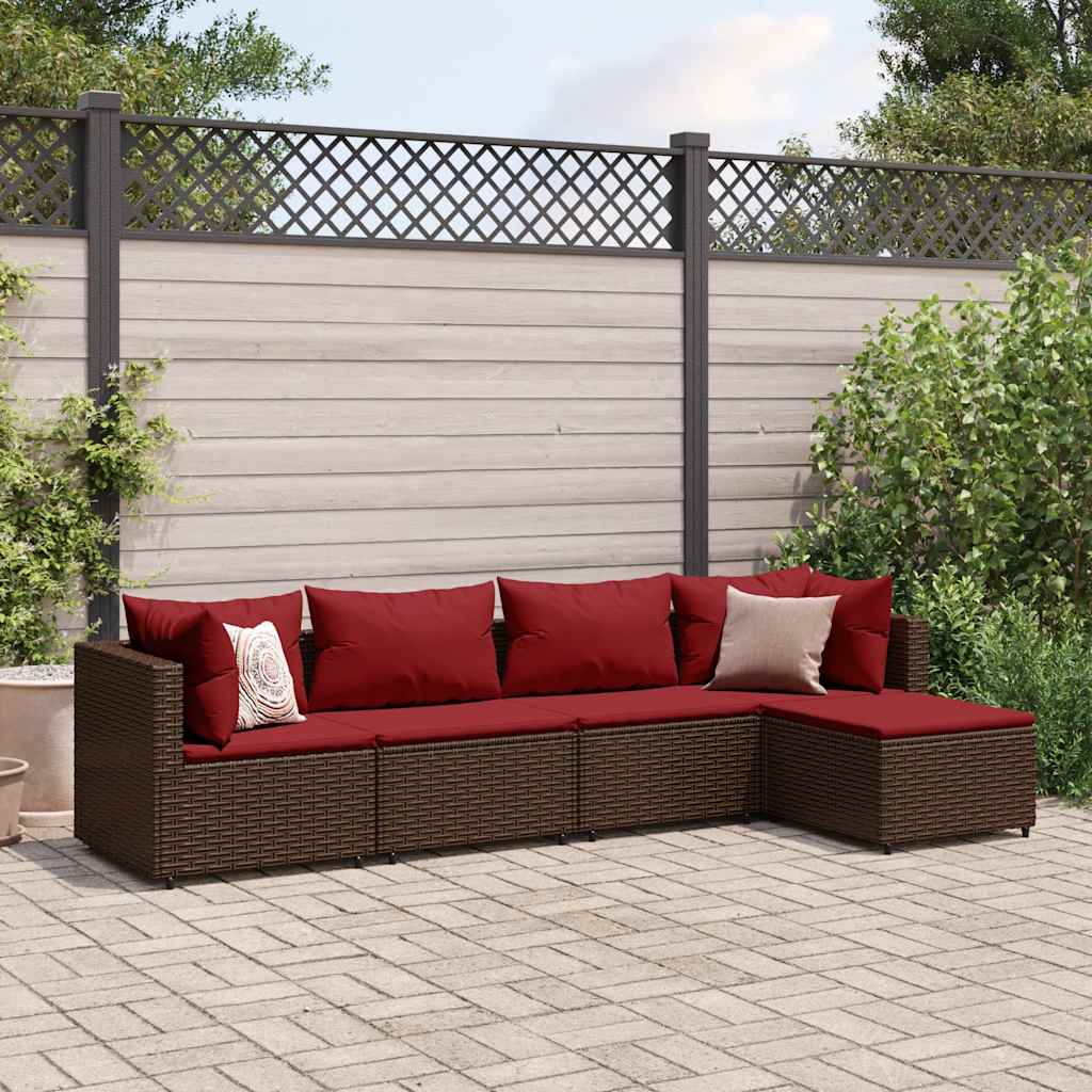 4 Piece Patio Lounge Set With Cushions Poly Rattan